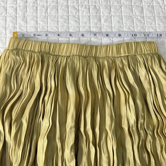 Esqualo Womens Gold Crinkle Pleated midi Skirt US 6 EU 36 Polyester Blend Lined - Picture 7 of 8